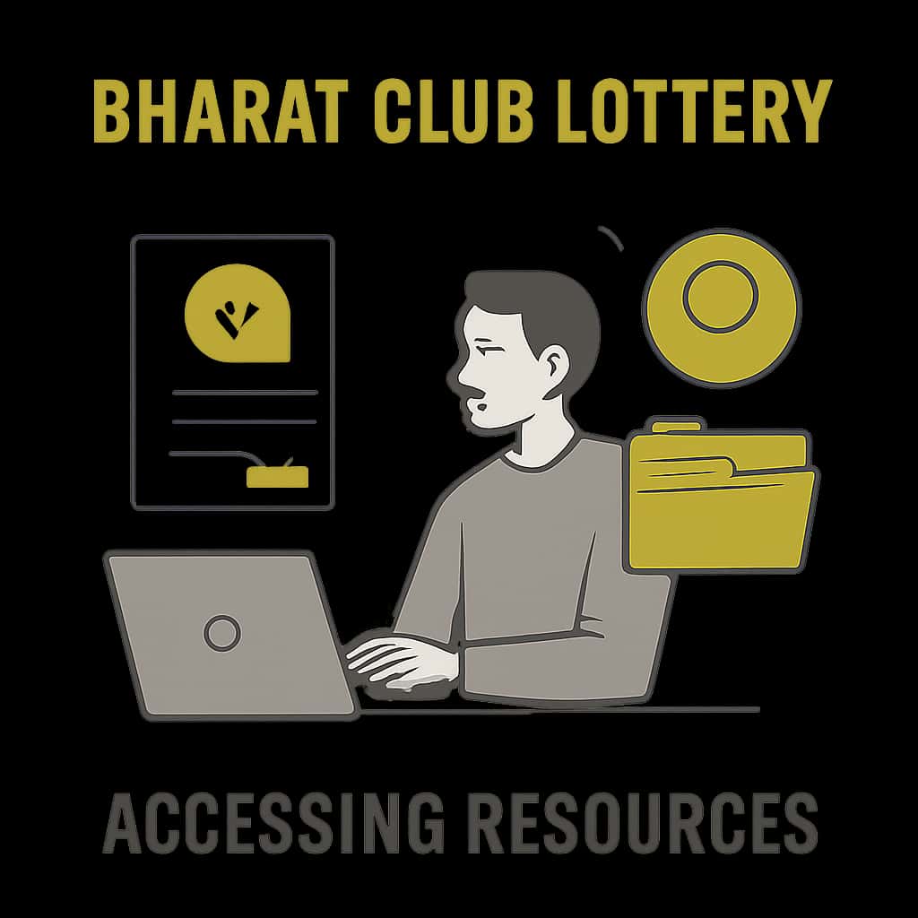 Illustration explaining how to access resources for Bharat Club Lottery.