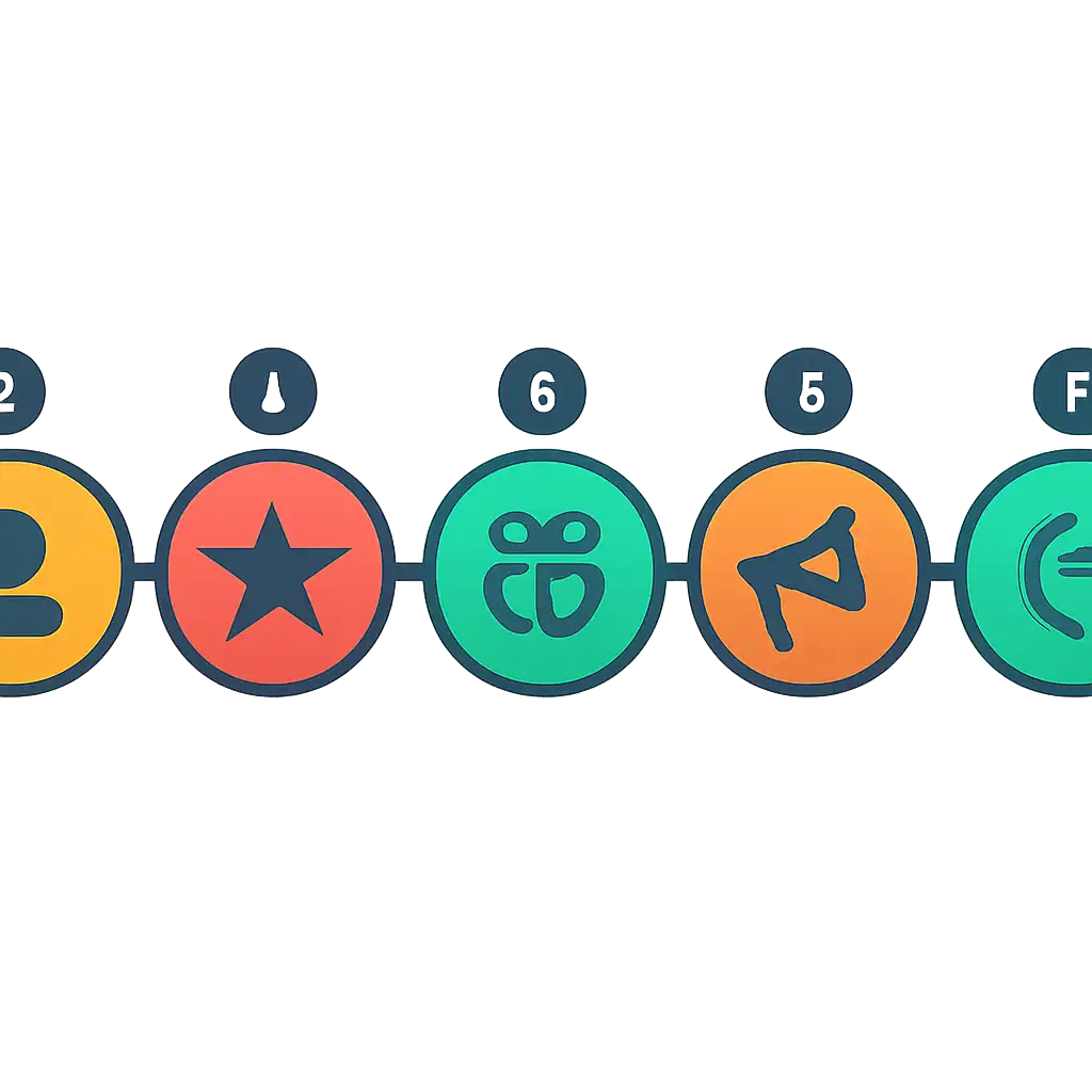 Five numbered circular icons connected by arrows in a horizontal flow, Bharat Club Bonuses, Promotions & Safety steps