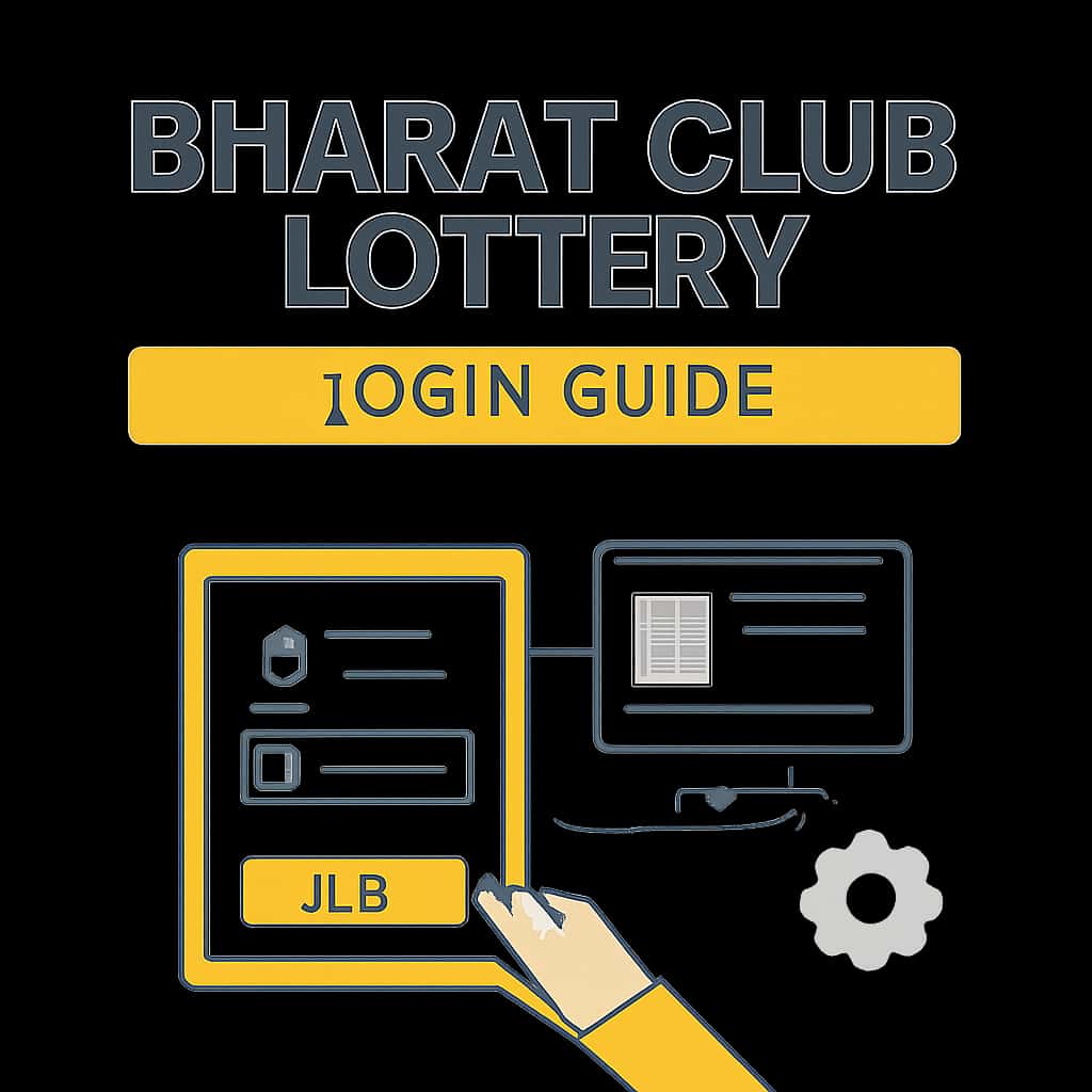 Illustration detailing the steps for the Bharat Club Lottery login process.