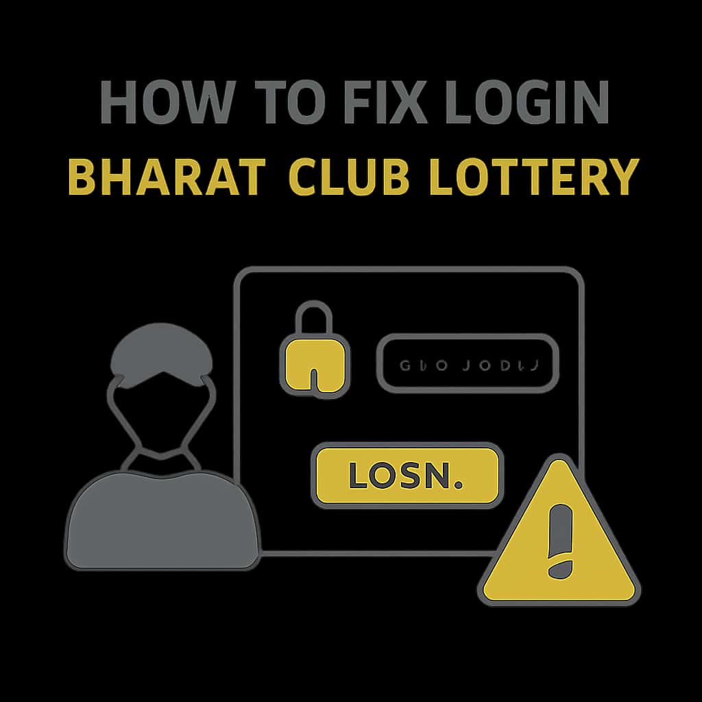 An educational diagram illustrating various login issues and solutions for Bharat Club Lottery.